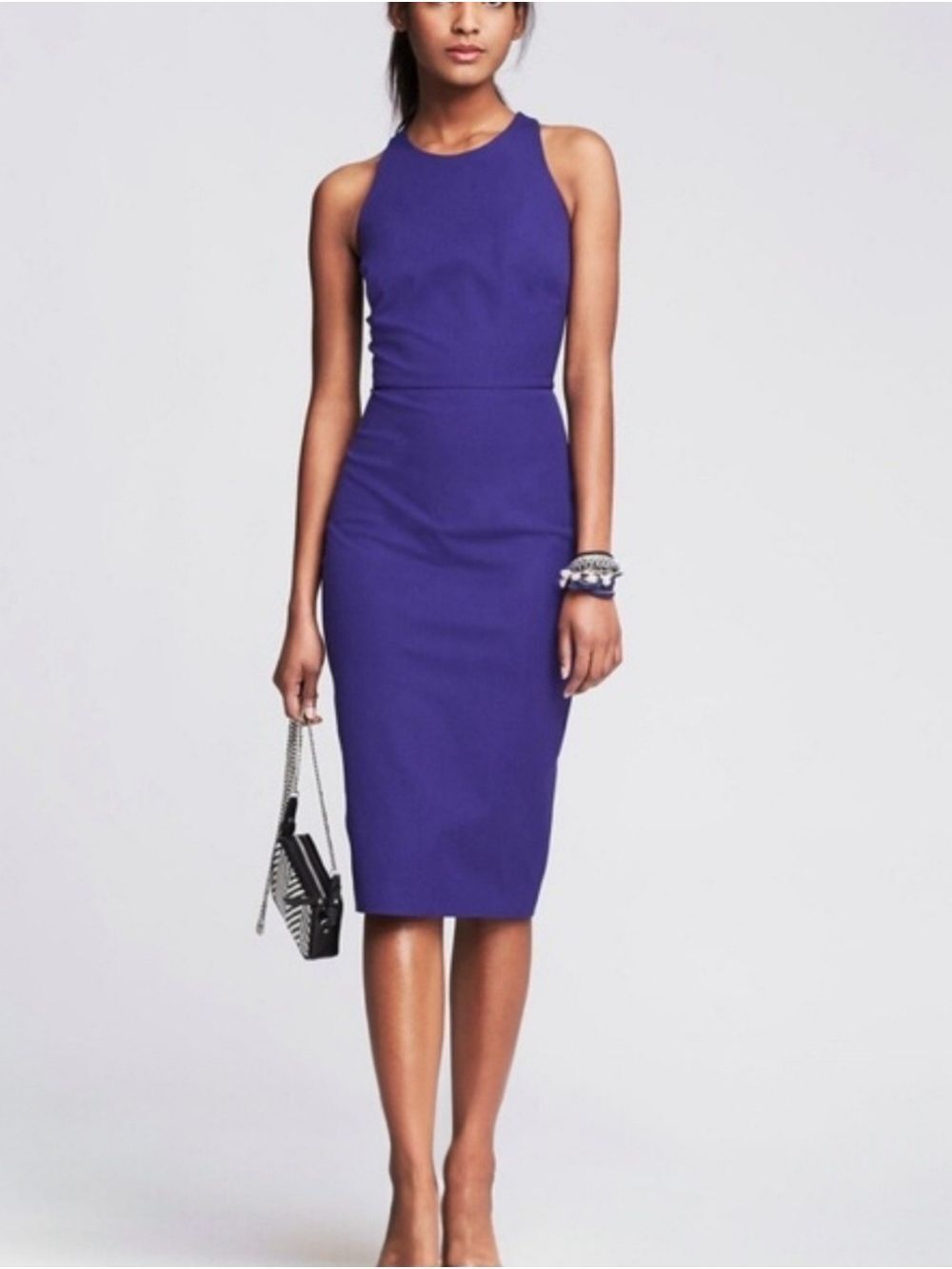 Banana Republic Sloan Racerback Dress Royal Blue Violet Size 10 Tall